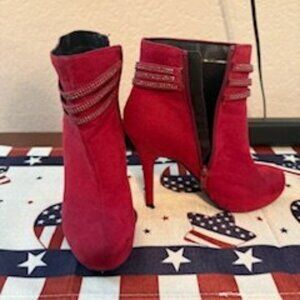 Red Boots with Heel and Sparkles
